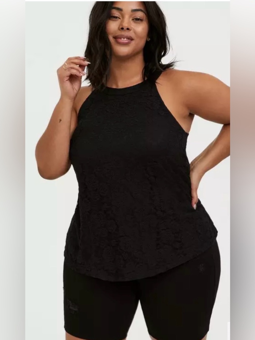 Torrid Black Lace High Neck Tank